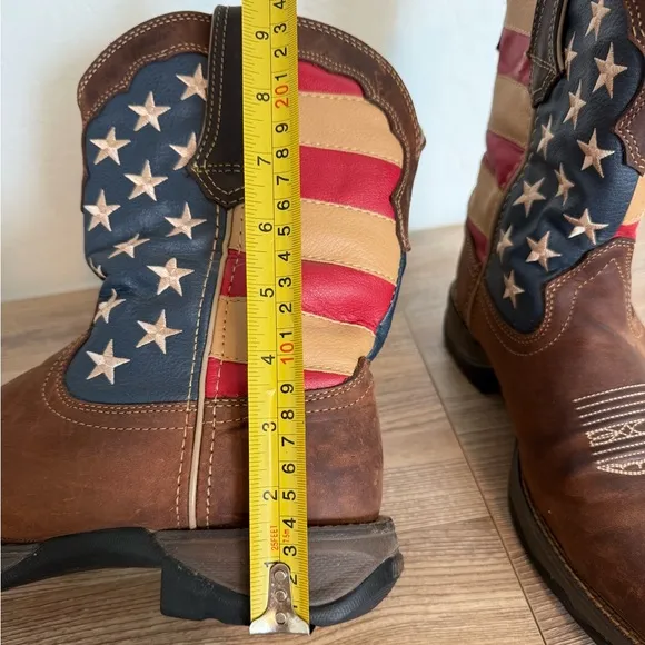 Durango Lady Rebel Patriotic Pull On Leather Western Flag Boots 10&quot; Women's 9