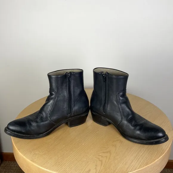 Durango Men's 8.5 Leather R Toe Side Zip Western Ankle Boot Retro Cowboy Cowgirl