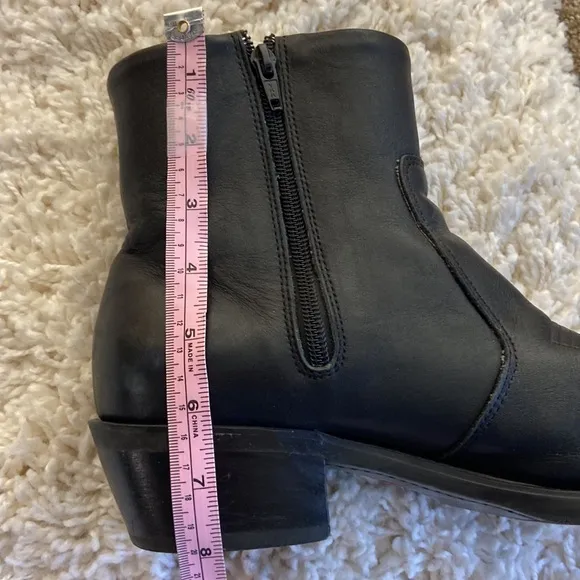 Durango Men's 8.5 Leather R Toe Side Zip Western Ankle Boot Retro Cowboy Cowgirl