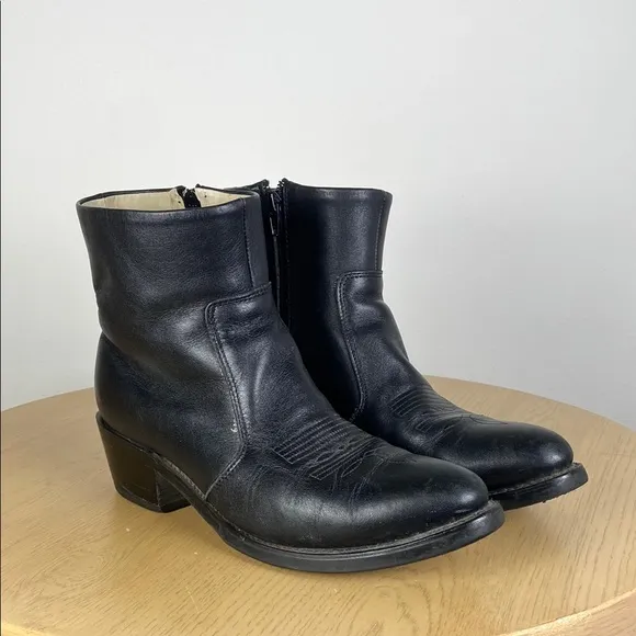 Durango Men's 8.5 Leather R Toe Side Zip Western Ankle Boot Retro Cowboy Cowgirl