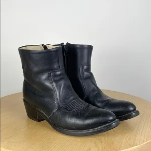 Durango Men's 8.5 Leather R Toe Side Zip Western Ankle Boot Retro Cowboy Cowgirl