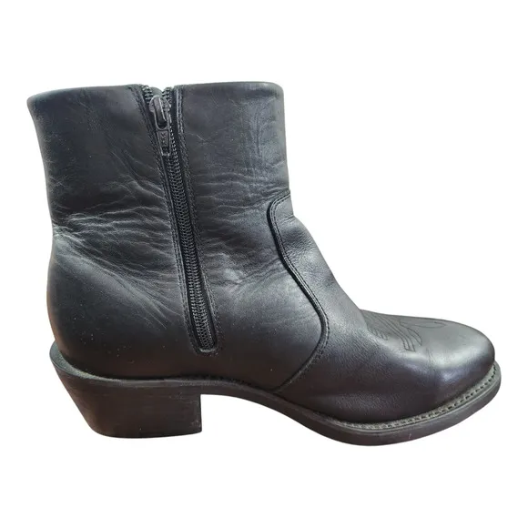 Durango mens black cowboy boots sz 10 EE ankle boot side zip leather western