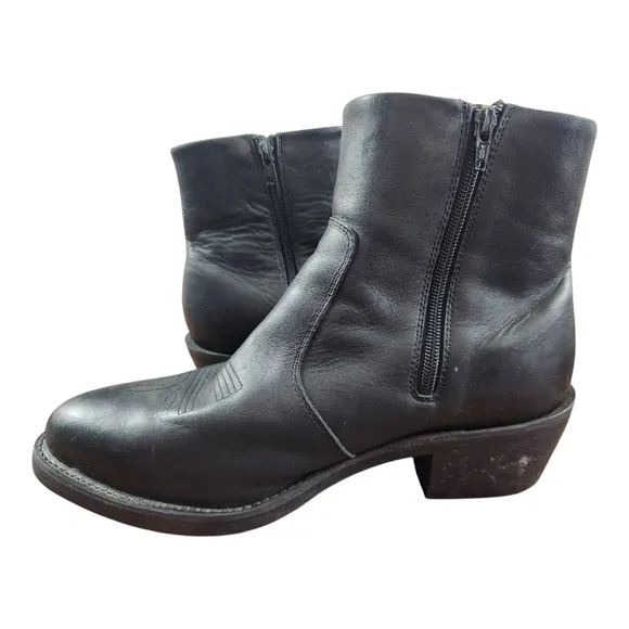 Durango mens black cowboy boots sz 10 EE ankle boot side zip leather western