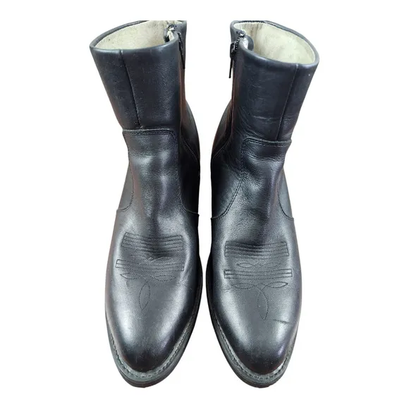 Durango mens black cowboy boots sz 10 EE ankle boot side zip leather western