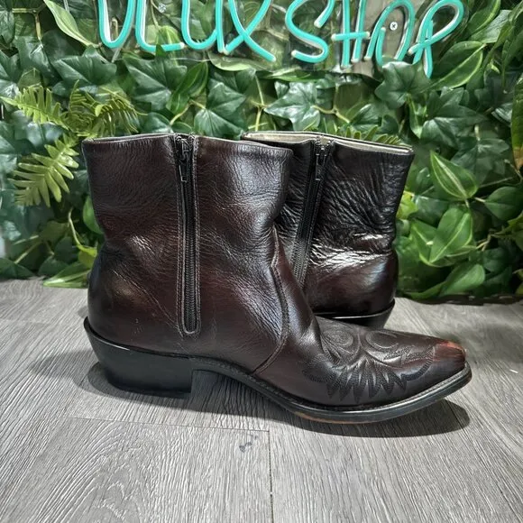 Durango Men's Leather Side Zip Western Black Cherry Boots DB425 Size 9.5