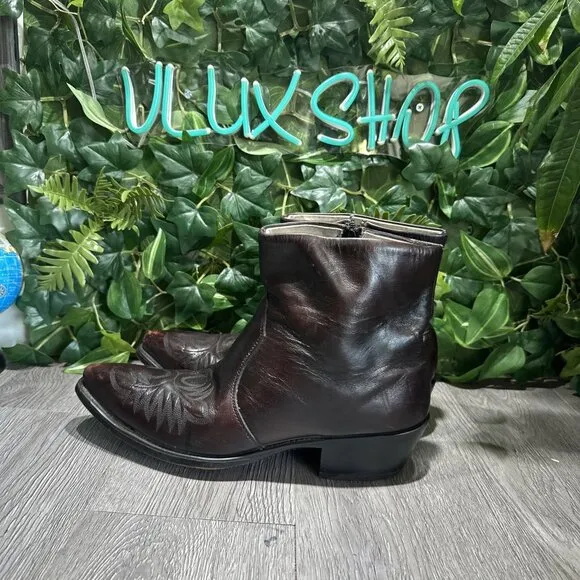 Durango Men's Leather Side Zip Western Black Cherry Boots DB425 Size 9.5