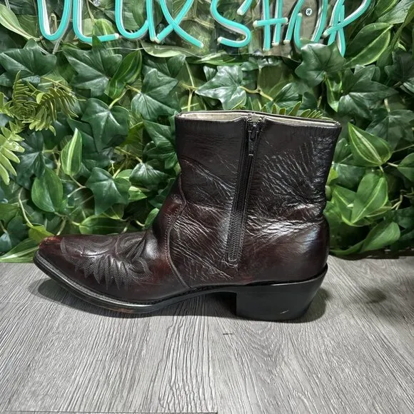 Durango Men's Leather Side Zip Western Black Cherry Boots DB425 Size 9.5