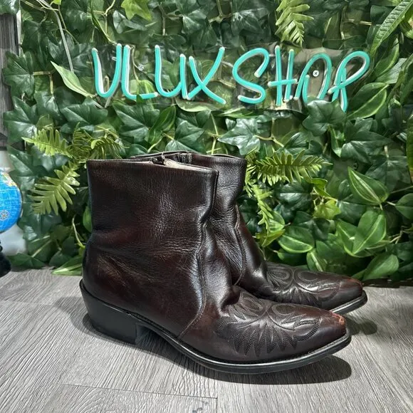 Durango Men's Leather Side Zip Western Black Cherry Boots DB425 Size 9.5