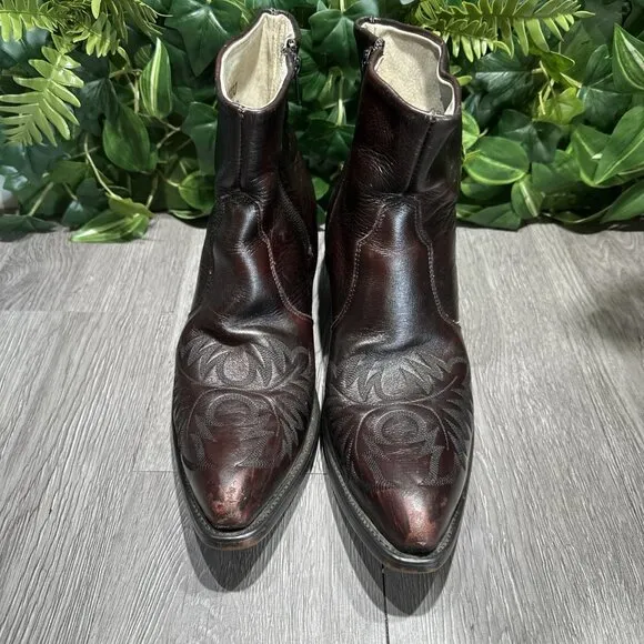 Durango Men's Leather Side Zip Western Black Cherry Boots DB425 Size 9.5