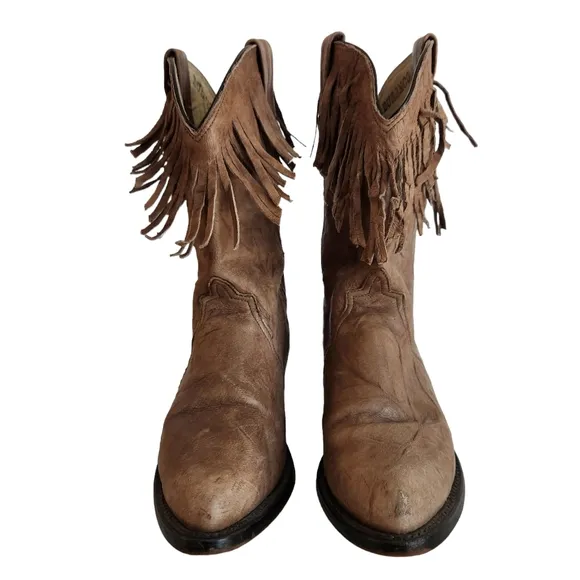Durango Vintage Womens Leather Fringe Concho Cowboy Western Boots Size 7