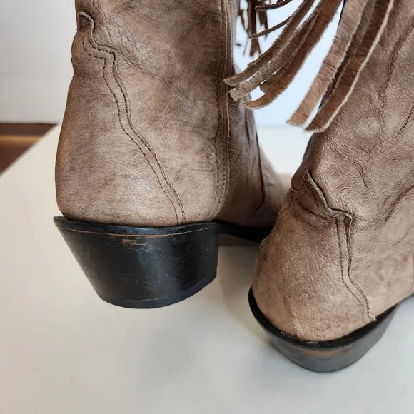 Durango Vintage Womens Leather Fringe Concho Cowboy Western Boots Size 7