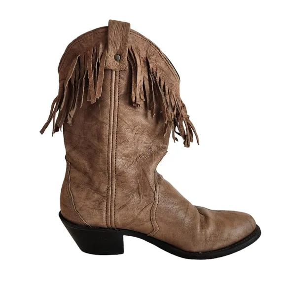 Durango Vintage Womens Leather Fringe Concho Cowboy Western Boots Size 7