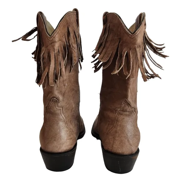 Durango Vintage Womens Leather Fringe Concho Cowboy Western Boots Size 7