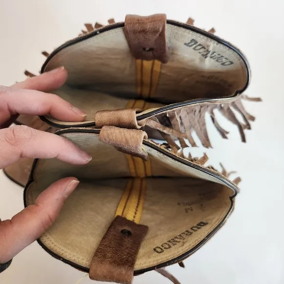 Durango Vintage Womens Leather Fringe Concho Cowboy Western Boots Size 7