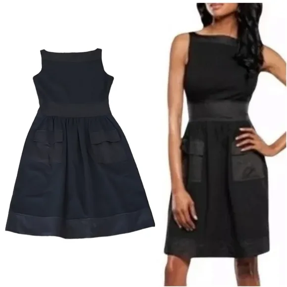 DVF Diane Von Furstenburg Zanne Ruched W/ Pockets Sheath Dress Black Size 6