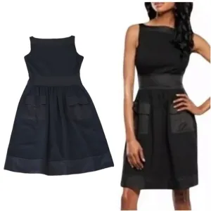 DVF Diane Von Furstenburg Zanne Ruched W/ Pockets Sheath Dress Black Size 6