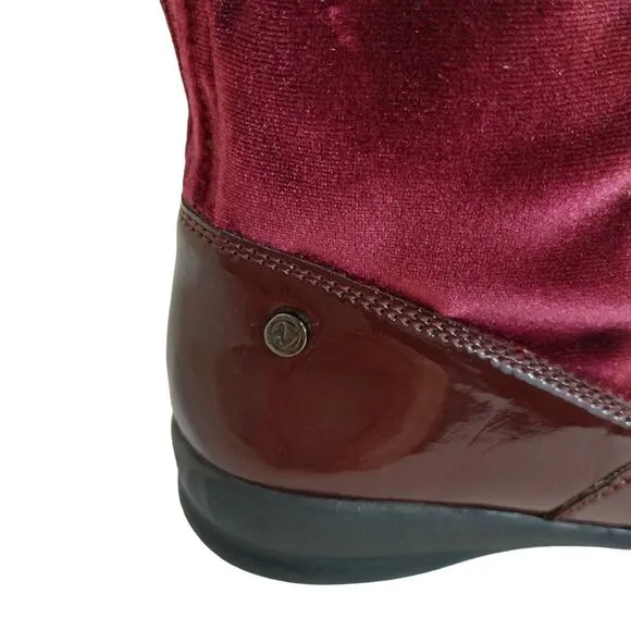 E Naturino Kids Girls Burgundy Maroon Patent Leather Velvet Sock Boots 27 10.5