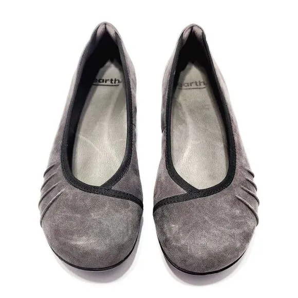 Earth Alder Derby New Suede 7.5 Round Toe Comfort Ballet Flats Dark Slate Gray