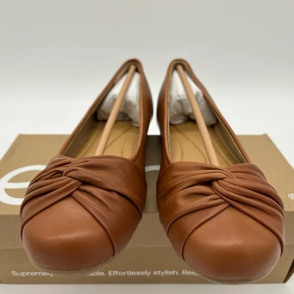 Earth Jacci Ballet Flat Shoes Women 10 W Leather Slip On Medium Brown