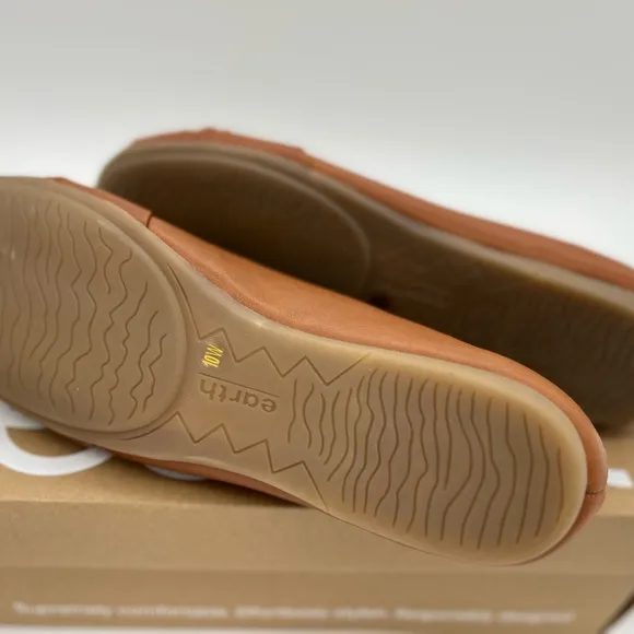 Earth Jacci Ballet Flat Shoes Women 10 W Leather Slip On Medium Brown