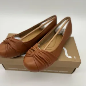 Earth Jacci Ballet Flat Shoes Women 10 W Leather Slip On Medium Brown