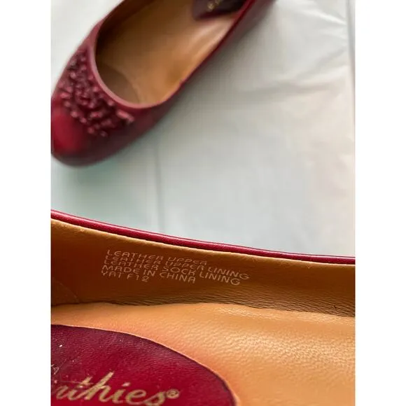 Earthies Valla red leather flats solid comfortable arch support ballet  8.5