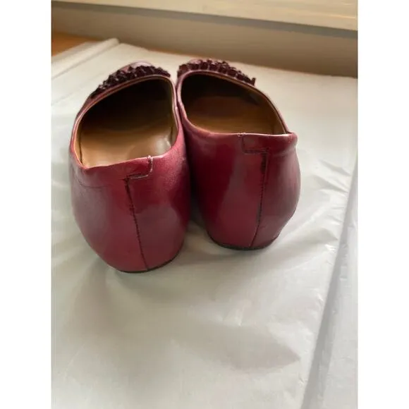 Earthies Valla red leather flats solid comfortable arch support ballet  8.5