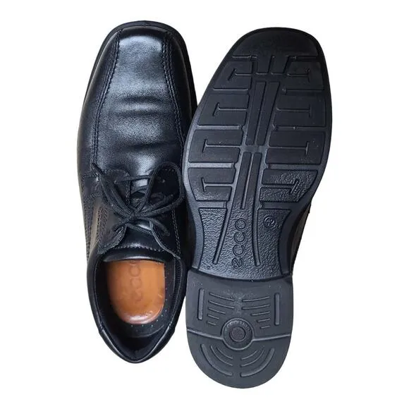 Ecco Black Leather Lace Up Oxford Derby  Shoes Men's Size 42 8 - 8 1/2