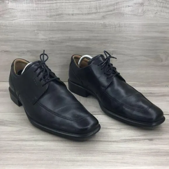 Ecco Derby Oxfords Men's EU 45 Black Leather Lace Up Dress Shoes