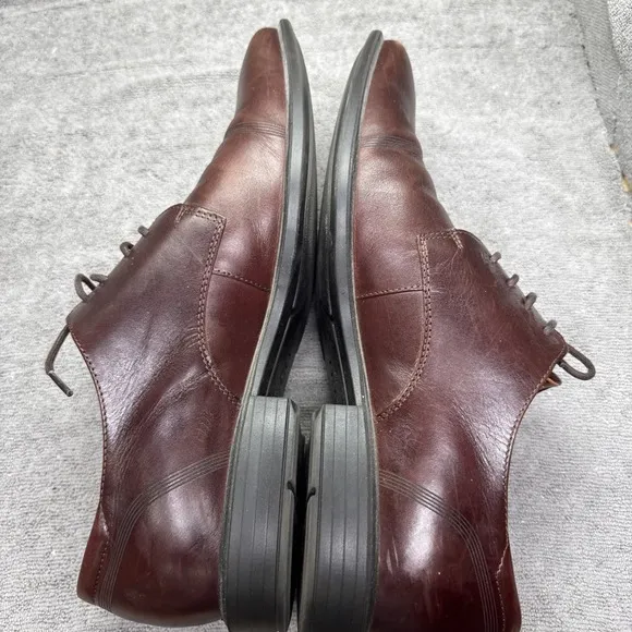 Ecco Dress London Derby Oxford Mens 12.5 (46) Brown Leather shoes Extra Wide