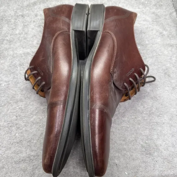 Ecco Dress London Derby Oxford Mens 12.5 (46) Brown Leather shoes Extra Wide