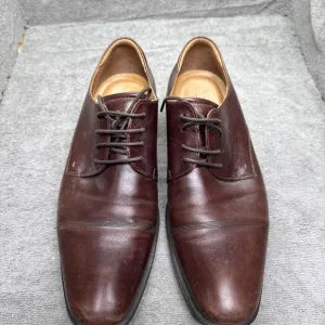 Ecco Dress London Derby Oxford Mens 12.5 (46) Brown Leather shoes Extra Wide