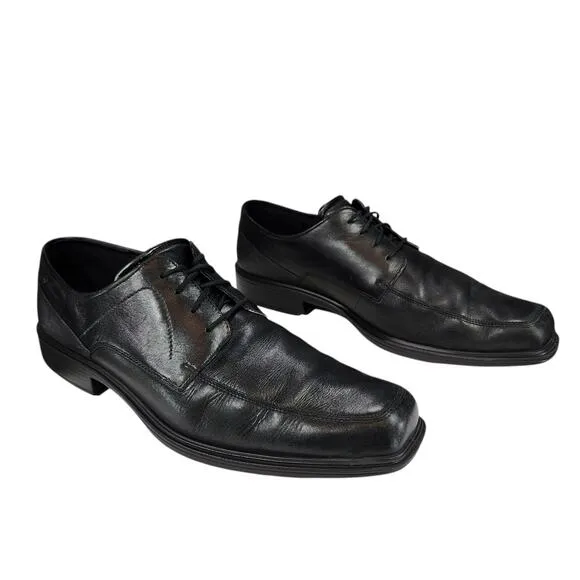 Ecco Dress Shoe sz 47 US 13 Men Helsinki 2 Gortex Derby Black Square Toe Leather