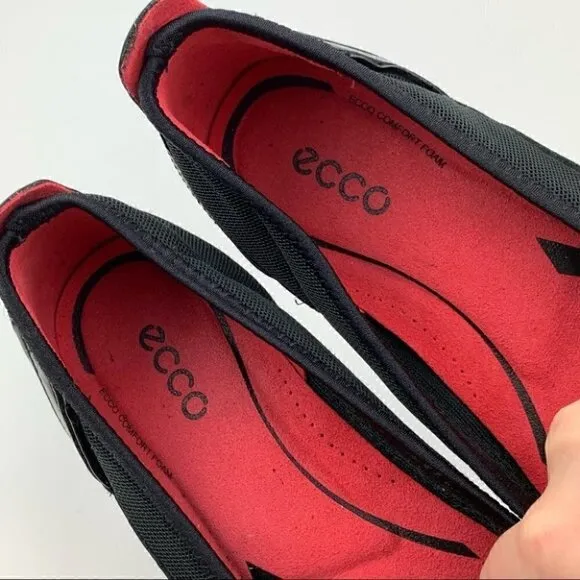 Ecco flats size 37 6-6.5 black leather comfort outdoors walking gorpcore