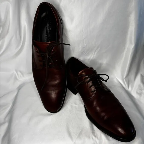 ECCO London Plain Toe Almond Brown Leather Derby Oxford  Dress Shoe 9/9.5. EU 43