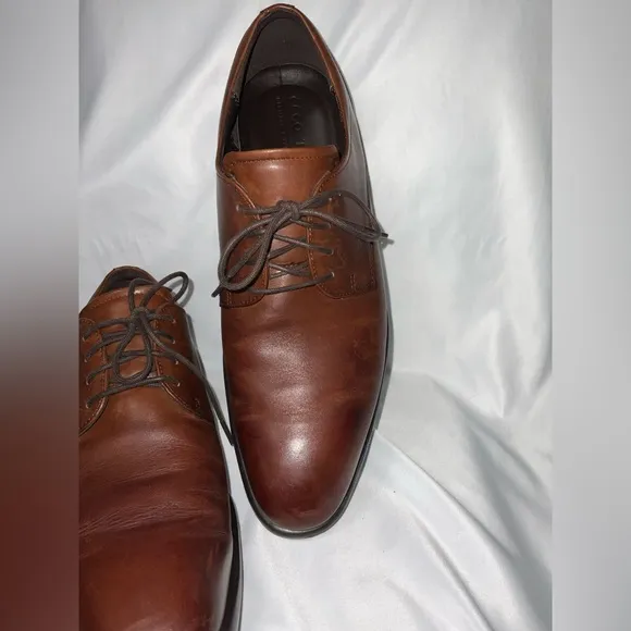 ECCO London Plain Toe Almond Brown Leather Derby Oxford  Dress Shoe 9/9.5. EU 43