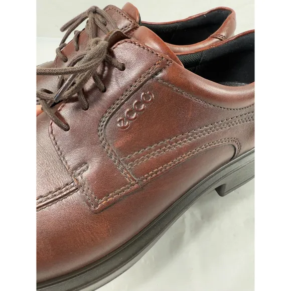 ECCO Mens 46 12-12.5 Helsinki Men's Leather Bike Toe Derby Shoe Brown Leather