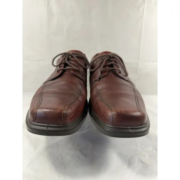 ECCO Mens 46 12-12.5 Helsinki Men's Leather Bike Toe Derby Shoe Brown Leather