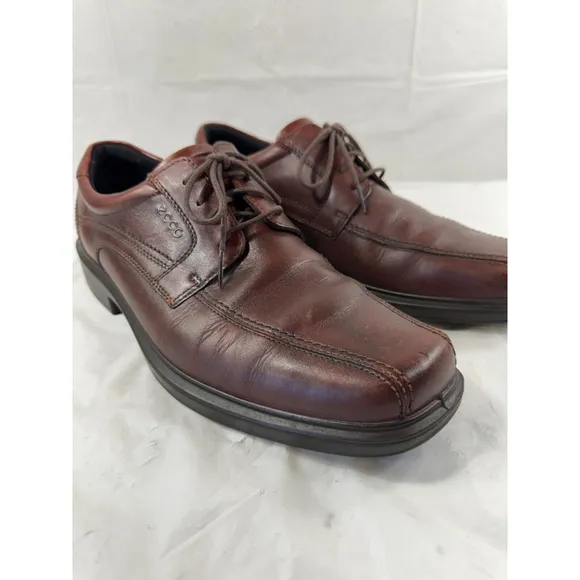 ECCO Mens 46 12-12.5 Helsinki Men's Leather Bike Toe Derby Shoe Brown Leather