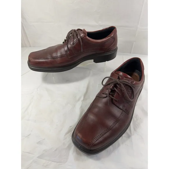 ECCO Mens 46 12-12.5 Helsinki Men's Leather Bike Toe Derby Shoe Brown Leather