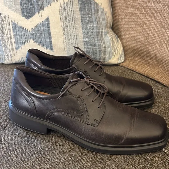 ECCO Mens Derby Shoes Helsinki 2 Plain Nubuck Leather Lace Up 500164 Size 46