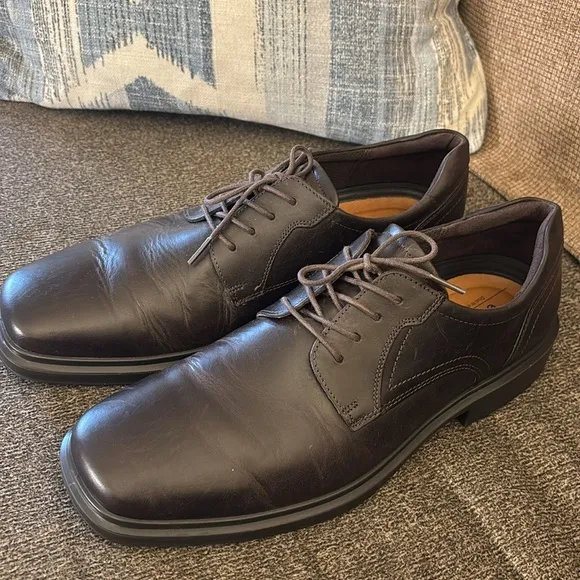 ECCO Mens Derby Shoes Helsinki 2 Plain Nubuck Leather Lace Up 500164 Size 46