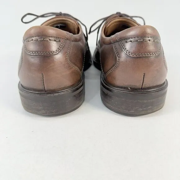 Ecco Men's Shoe Windsor Brown Leather Apron Toe Derby Dress Shoes US 11 EU 44
