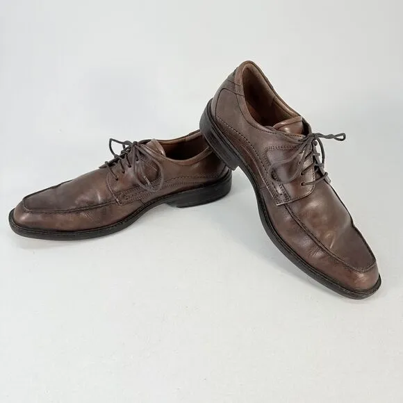 Ecco Men's Shoe Windsor Brown Leather Apron Toe Derby Dress Shoes US 11 EU 44