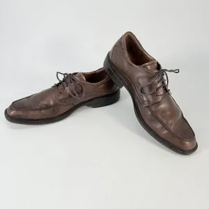 Ecco Men's Shoe Windsor Brown Leather Apron Toe Derby Dress Shoes US 11 EU 44