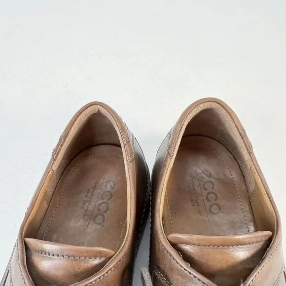 Ecco Men's Shoe Windsor Brown Leather Apron Toe Derby Dress Shoes US 11 EU 44