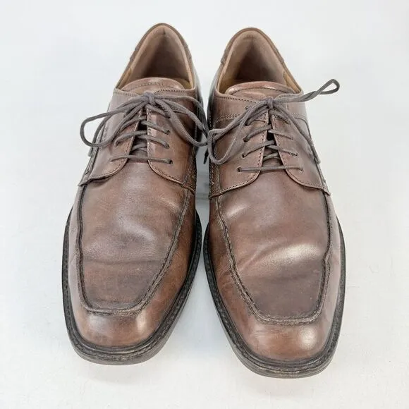 Ecco Men's Shoe Windsor Brown Leather Apron Toe Derby Dress Shoes US 11 EU 44