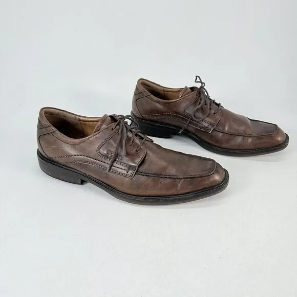 Ecco Men's Shoe Windsor Brown Leather Apron Toe Derby Dress Shoes US 11 EU 44
