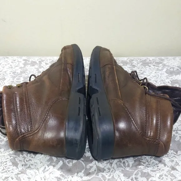 Ecco Mobile Genuine Footwear Brown Leather Men's Boots Size 40 Made In Portugal