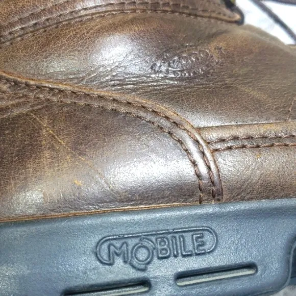 Ecco Mobile Genuine Footwear Brown Leather Men's Boots Size 40 Made In Portugal
